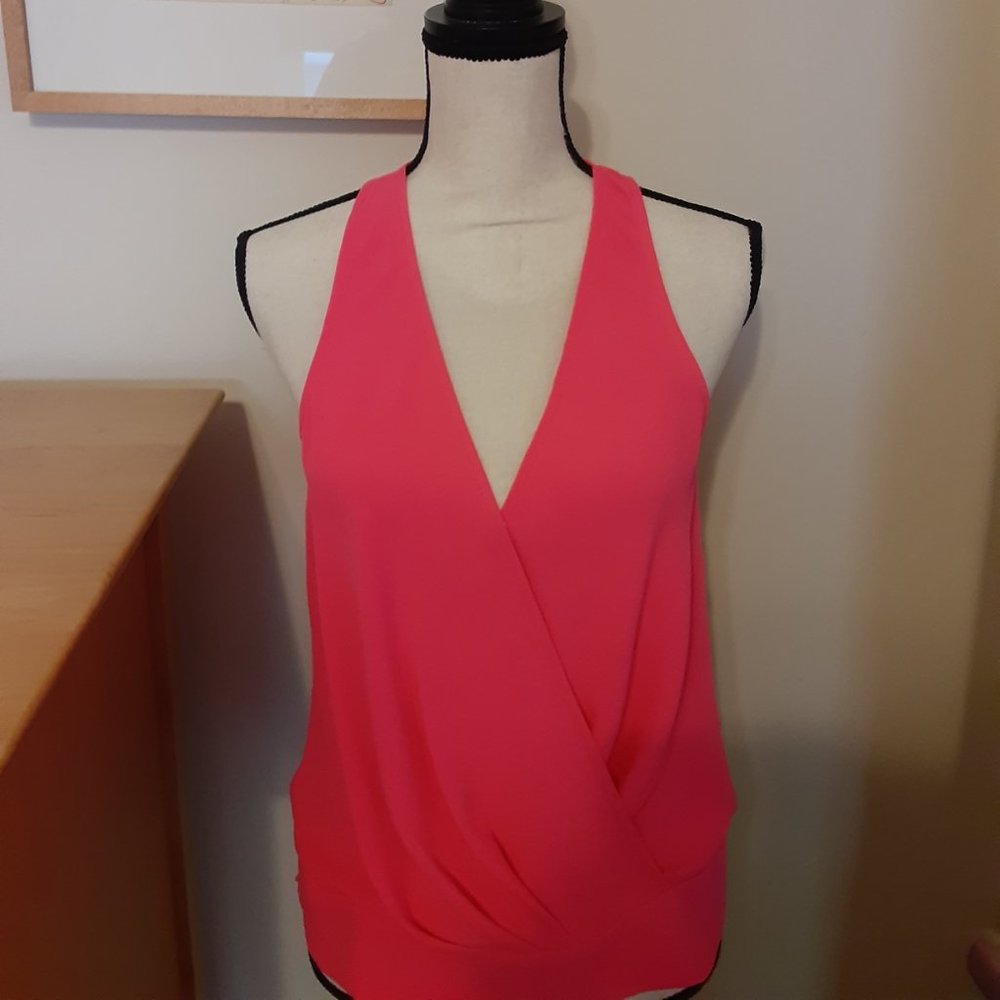 Trina Turk Hot Pink V-neck Top Size M